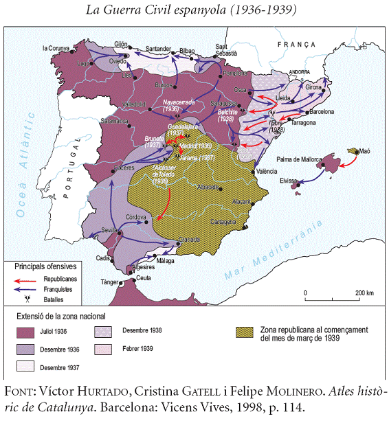 mapa La Guerra Civil espanyola